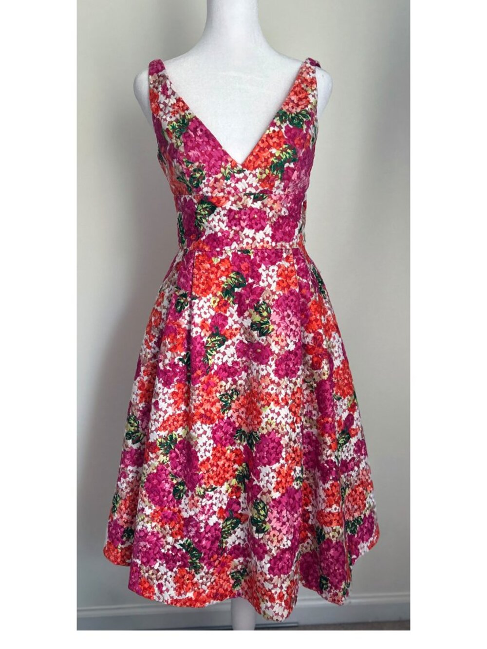 Monique Lhuillier Anthropologie Riona Embroidered Floral Print Dress, Size 0